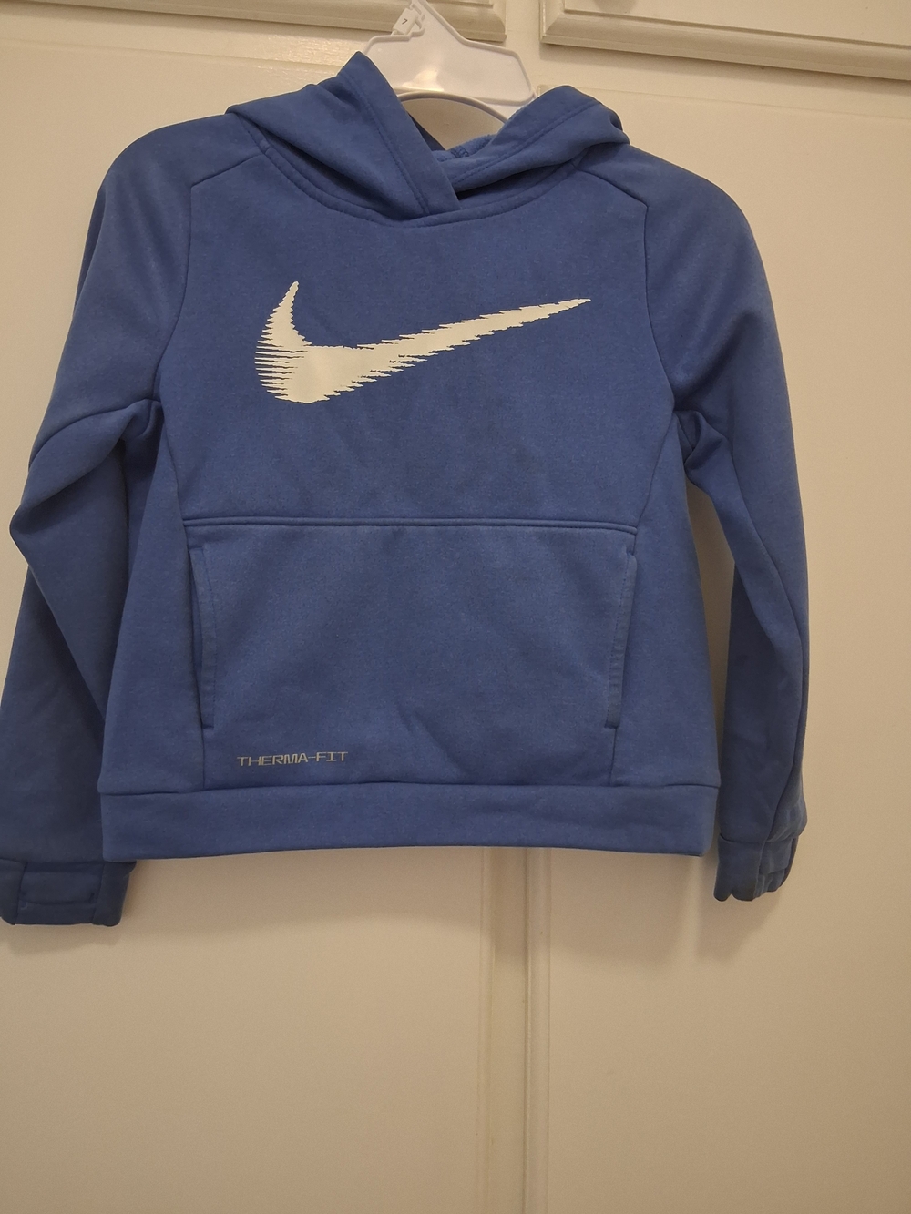 Nike Kids Blue Therma-FIT Pullover Hoodie with White Swoosh